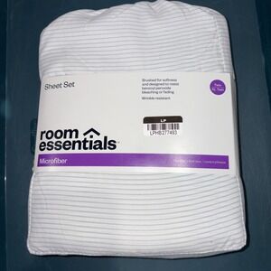 Twin/Twin XL Brushed Microfiber Sheet Set Gray Stripe Room Essentials NEW